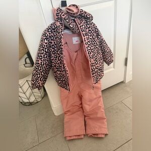Pink Leopard Print Snowsuit Set